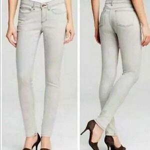 Eileen Fisher Jeans Women 6 Light Grey Sun Bleached Stretch Denim Luxury Organic